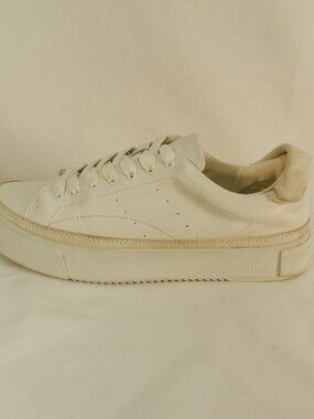 All Saints Leather white sneakers tennis shoes casual platform lace up Size Sz 8